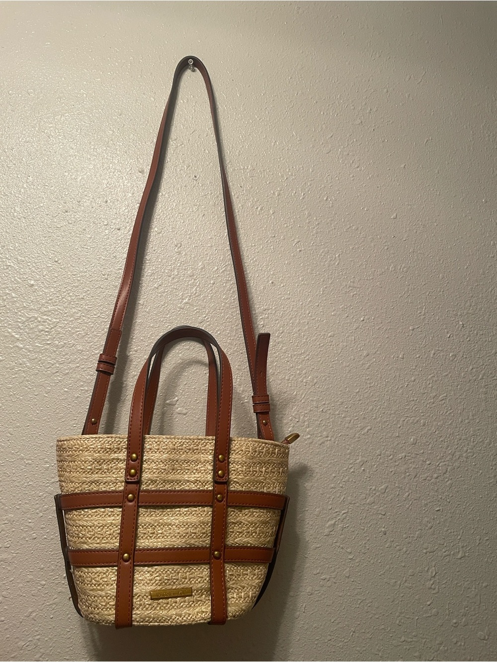 Rachel Zoe Straw Woven
Bucket Tote with Brown Leather Trim
